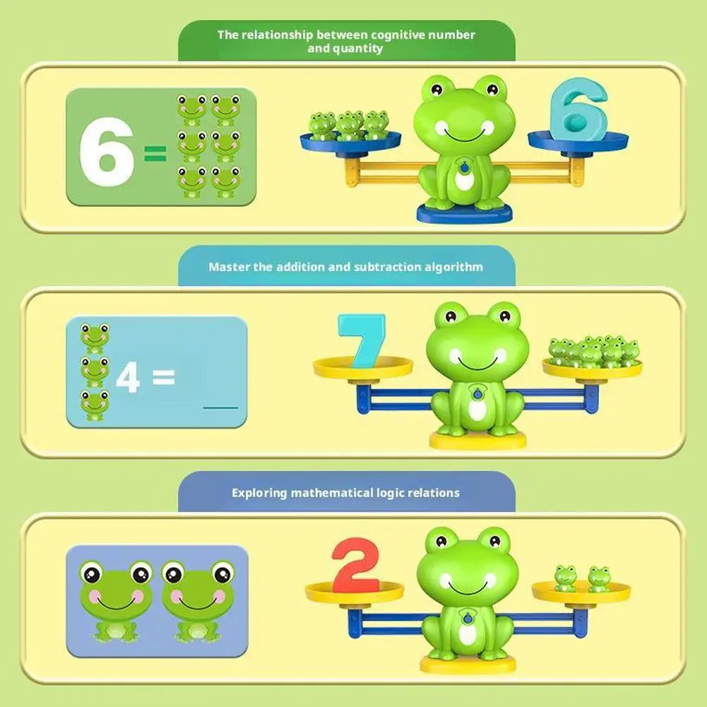 Frog Math Balance Scale, Montessori Number Learning & Counting Toy for Kids