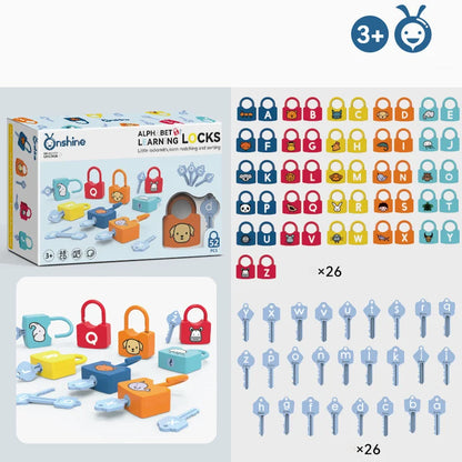 Kids Alphabet & Number Lock Key Matching Set – Montessori Educational STEM Toy for Word Cognition & Homeschool Learning
