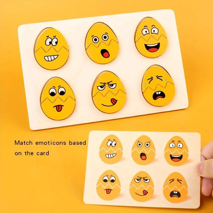 Montessori Wooden Feelings Expressions Egg Shaped Toy