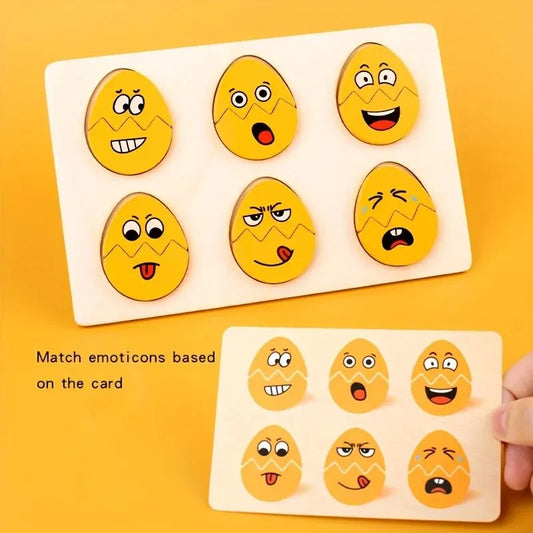 Montessori Wooden Feelings Expressions Egg Shaped Toy