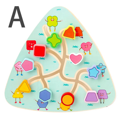 Montessori Wooden Maze Puzzle Boards, Matching Games Educational Learning Toys