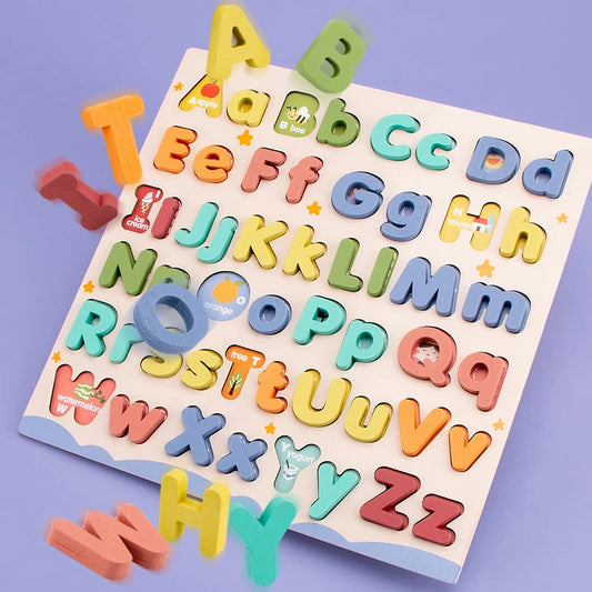 Wooden Educational Abc Alphabet Upper Case and Lower Case  Puzzle