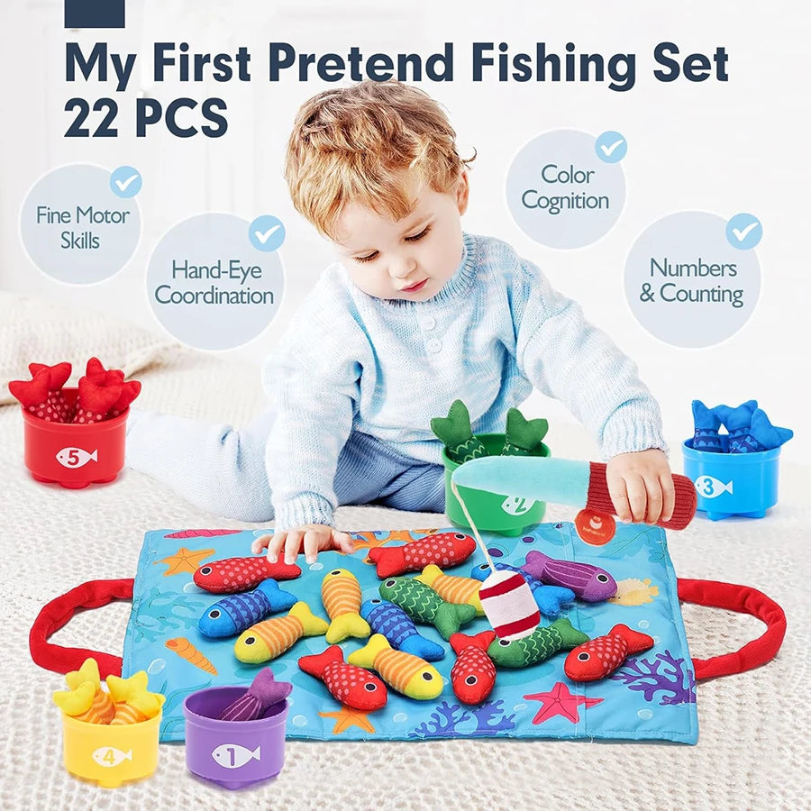 10 in 1 Montessori Toddler Fishing & Stacking Toy, Learning Set