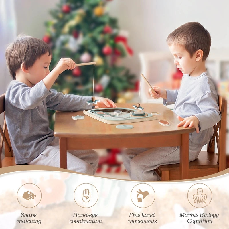 Montessori Wooden Magnetic Fishing Toys for Kids