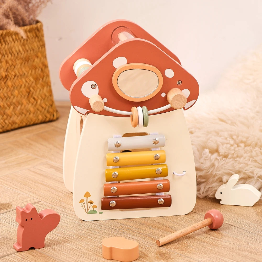 Montessori Wooden Musical Busy Activity Box, Sensory Play for Babies & Toddlers