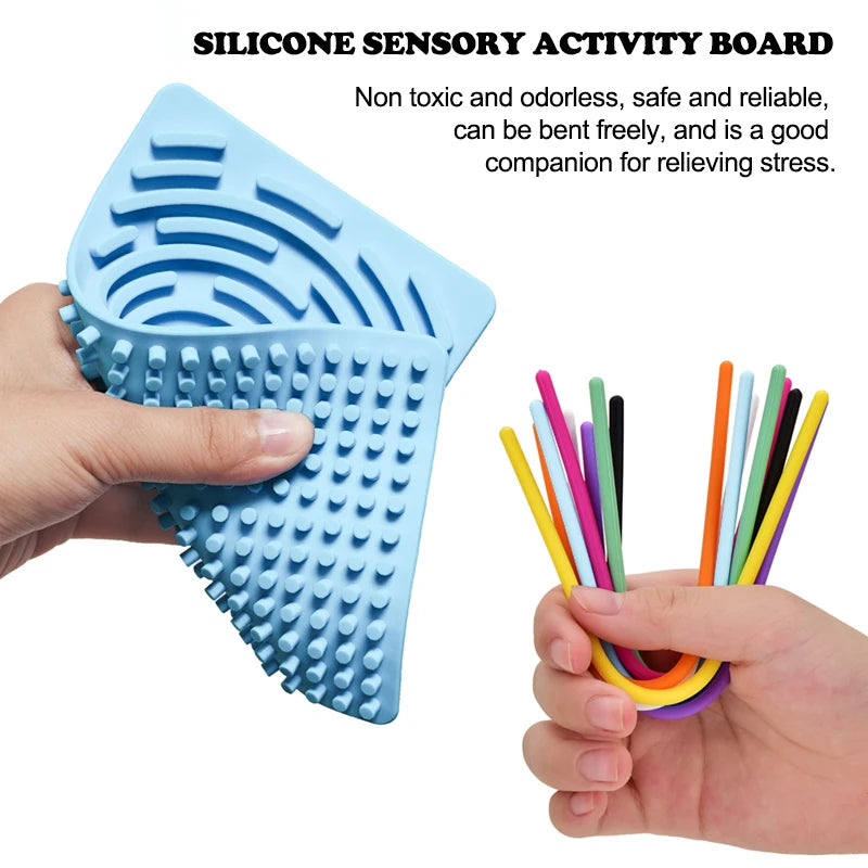 Silicone Sensory Activity Board – Quiet Travel Toy & Fidget for Focus