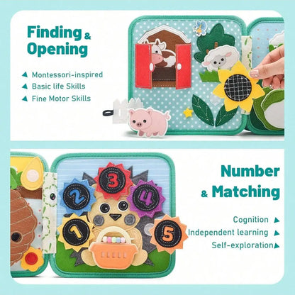 Toddler Montessori Quiet Felt Busy Book – Sensory Learning & Travel Activity