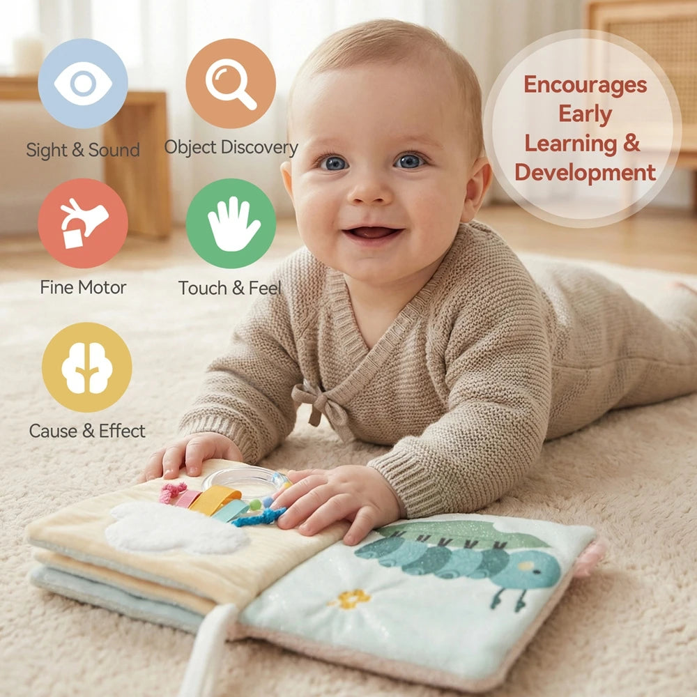 3D Montessori Sensory Cloth Book with Teether (0-36m)