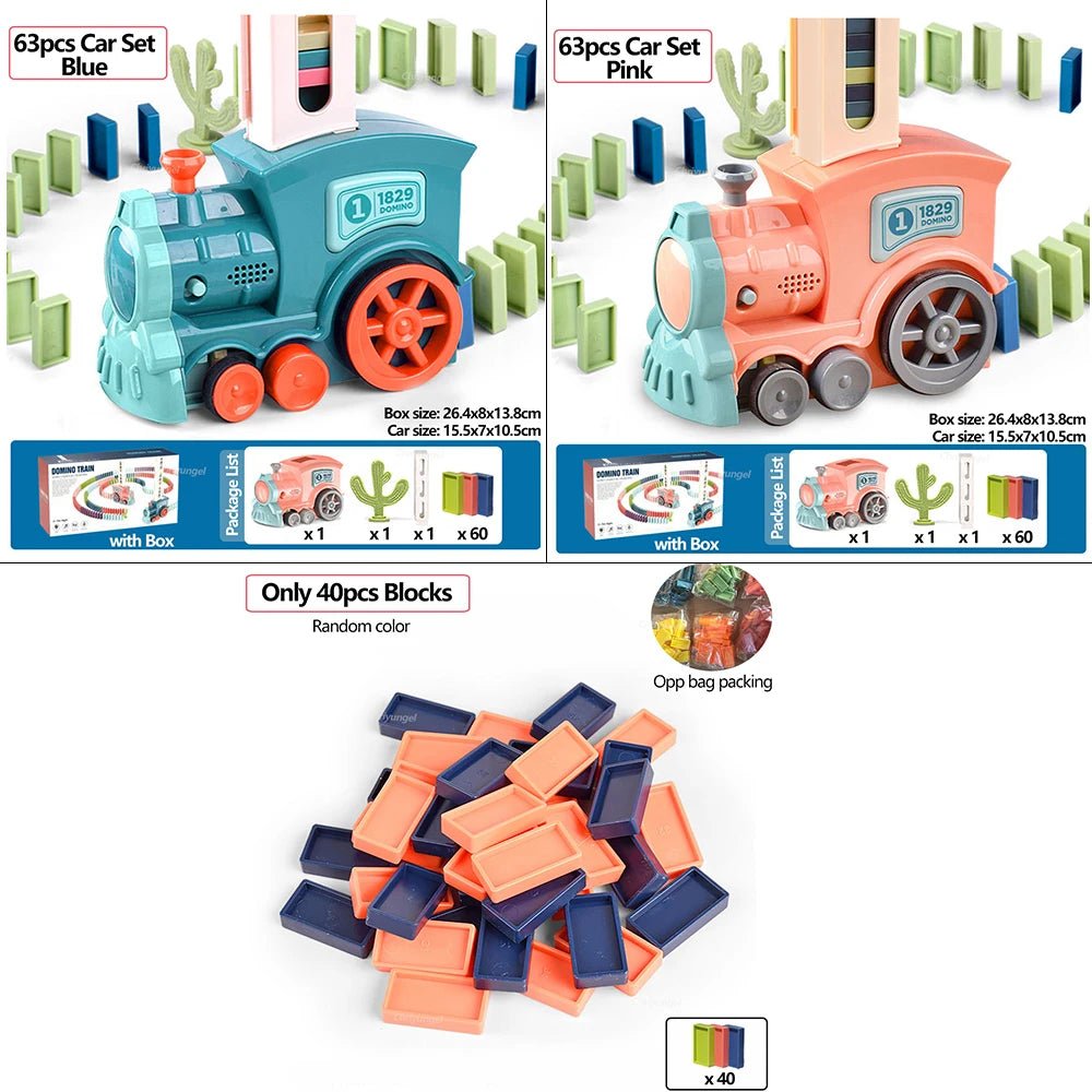 Automatic Domino Train Set - STEM Montessori Building Toy for Kids