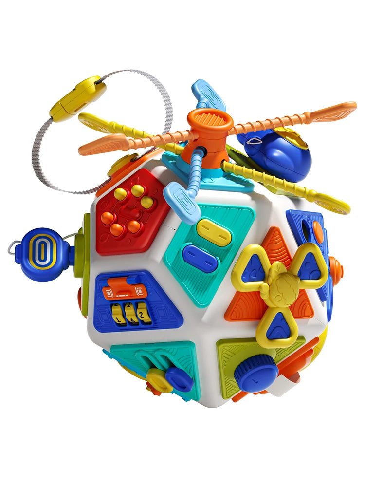 Montessori Sensory Activity Busy Cube for Baby and Toddler, Fine Motor Skills Toy