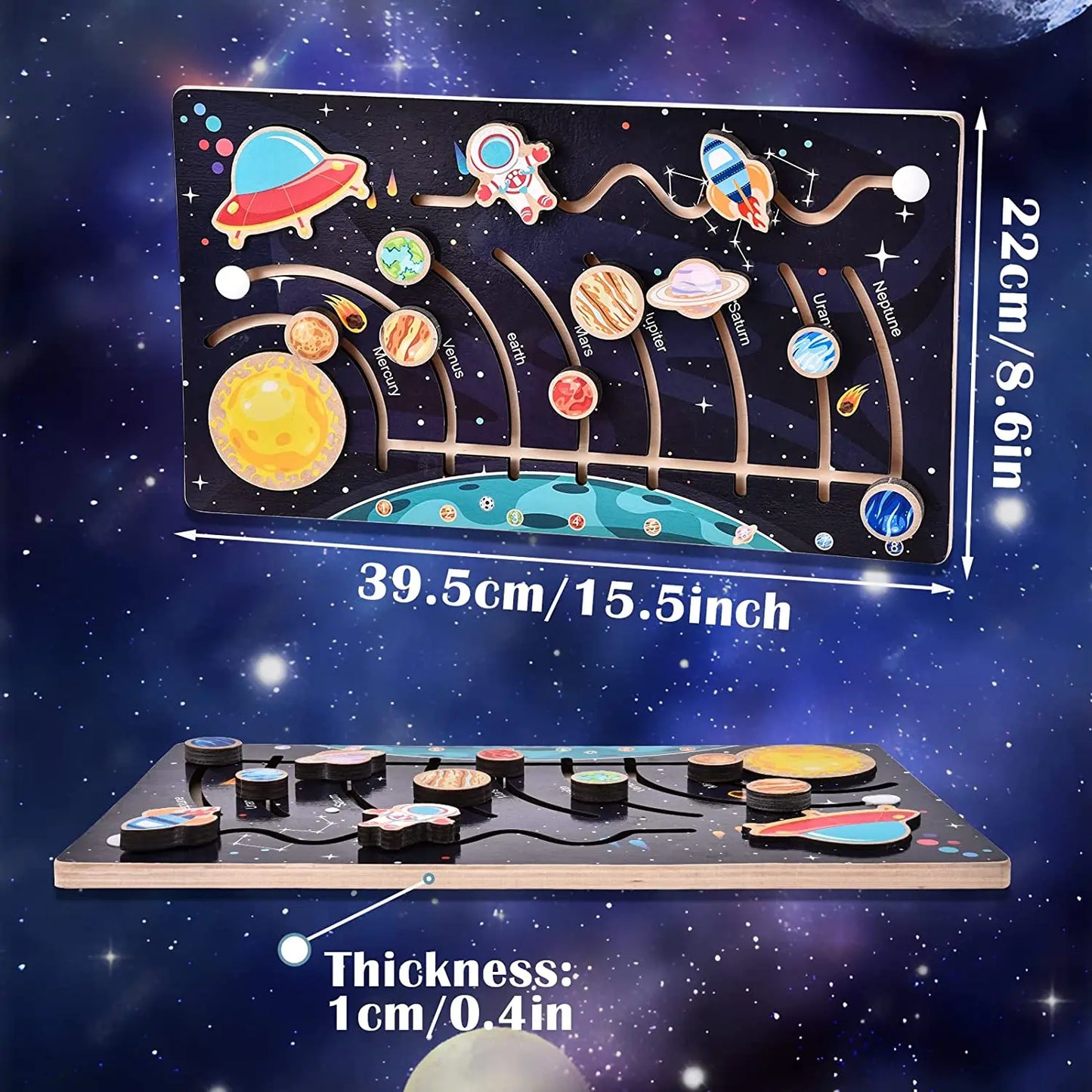 Montessori Wooden Solar System Puzzle, Planet Toys, Space Puzzles