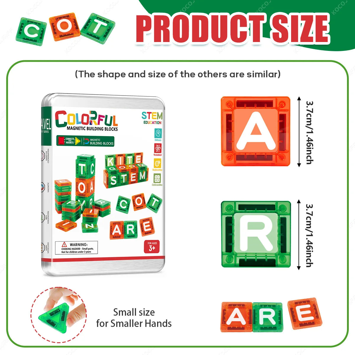 Mini Magnetic Tiles Letters Toys, Alphabet Learning & Spelling Building Blocks