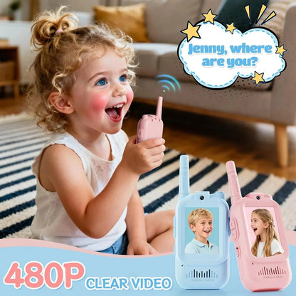 Kids’ Rechargeable Video Walkie‑Talkies 2‑Pack with Intercom