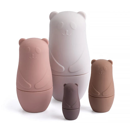 Silicone Bear Family Nesting Dolls for Hand-Eye Coordination, Stacked building blocks