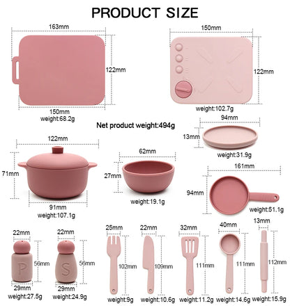 13pcs Silicone Cooking Utensils Kitchen Pretend Play Toy Set