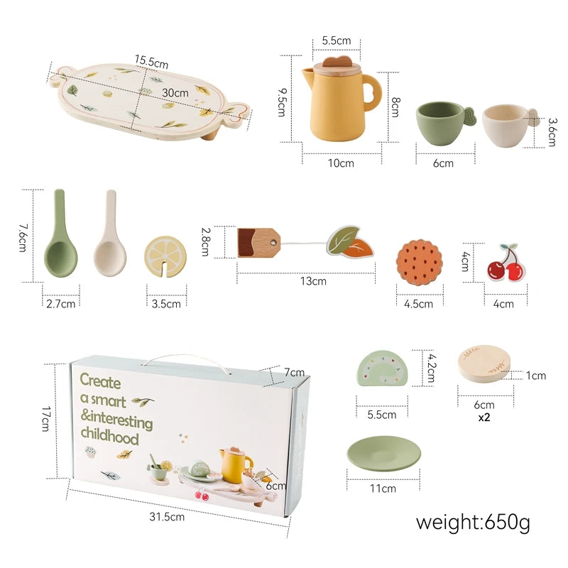 Kids Wooden Montessori Toys Afternoon Tea Set - LittleOzKid