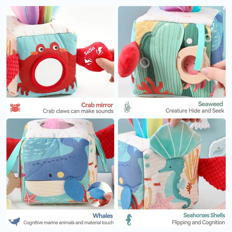 Baby Montessori Toy Cotton Magic Tissue Box Finger Exercising Busy Sensory Board Game