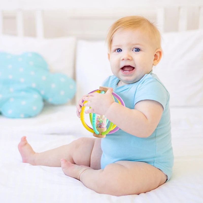 Baby Rainbow Silicone Teether Toys, Music Rattle Sensory Toys - LittleOzKid