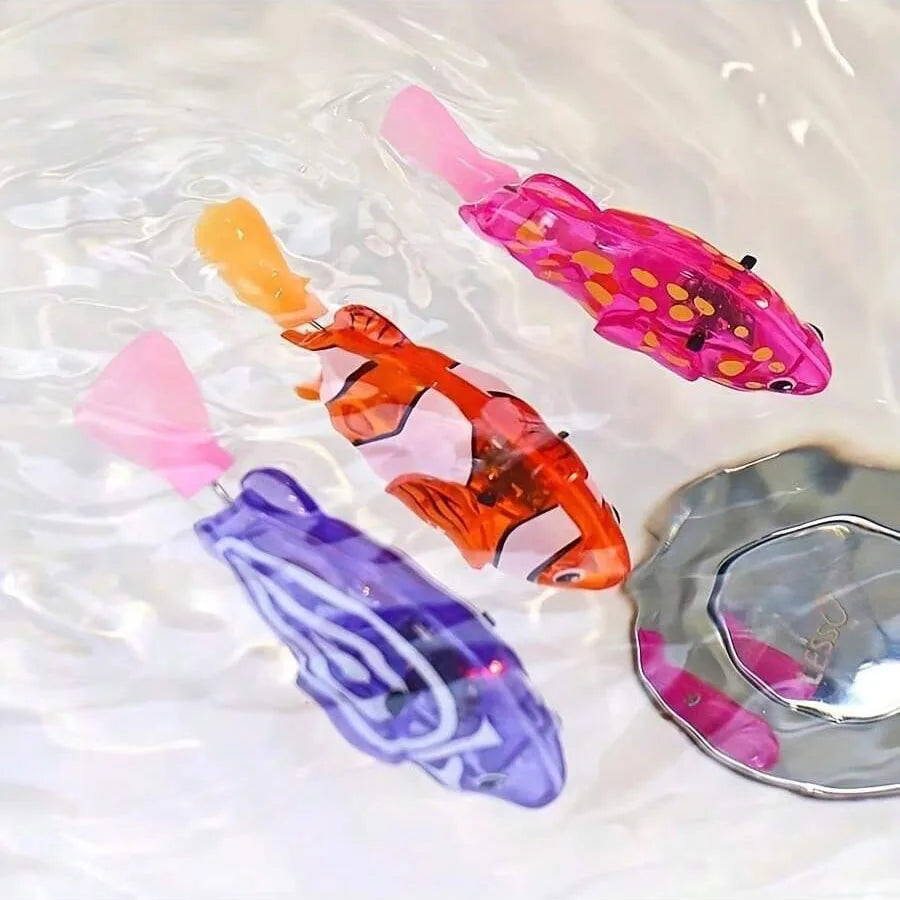 6 Pcs Electronic Swimming Fish Bath Toy With LED Light