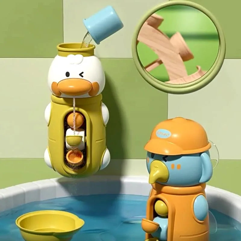 Cute Duck/Elephant Baby Shower Bath Toy, Water Play Spinner with Suction Cup Water wheel Games for Bath time