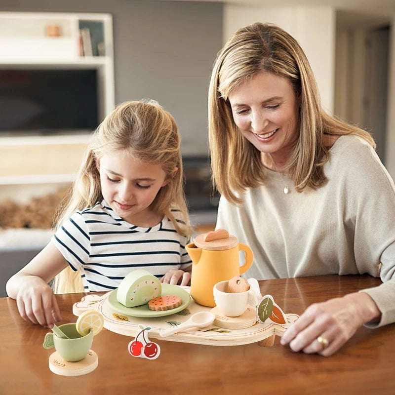 Kids Wooden Montessori Toys Afternoon Tea Set - LittleOzKid