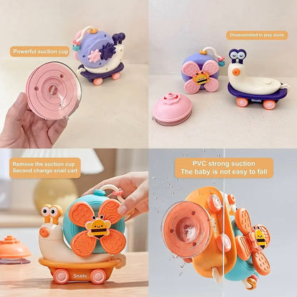 Baby Montessori Suction Spinner Toy, Bath Sensory & High Chair Suction for Toddlers
