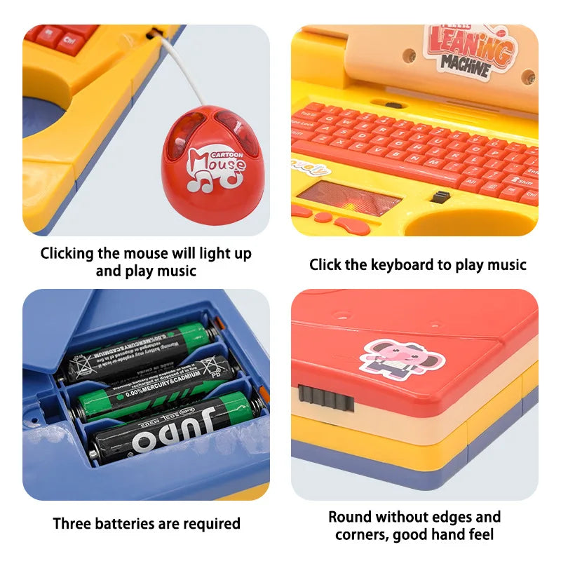 Musical Mini Simulation Notebook with Mouse, Laptop Toys for Kids and Babies - LittleOzKid