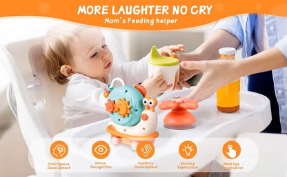 Baby Montessori Suction Spinner Toy, Bath Sensory & High Chair Suction for Toddlers