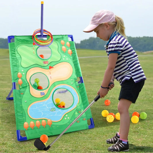 3-in-1 Kids Golf Game Set – Indoor/Outdoor Toss & Putting Fun