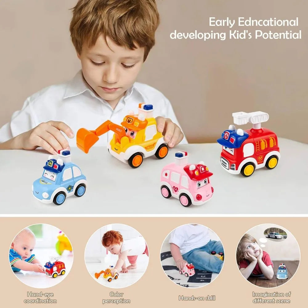 4 Toddler Press and Go Vehicle Toy