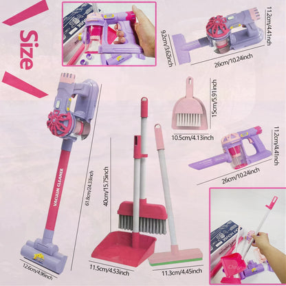 Montessori Kids Cleaning Set with Electric Vacuum Cleaners, Pretend Play Housekeeping Set, Toddler Cleaning Toys