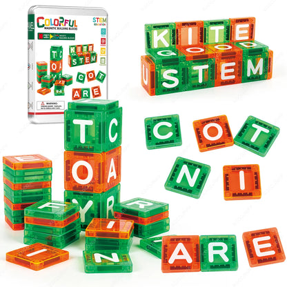 Mini Magnetic Tiles Letters Toys, Alphabet Learning & Spelling Building Blocks