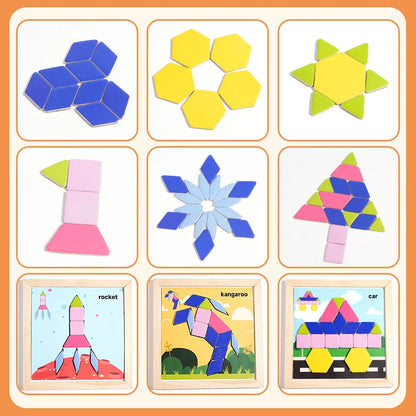 Montessori Wooden Magnetic Tangram Puzzle – Geometric Shape Sorter for Early Learning