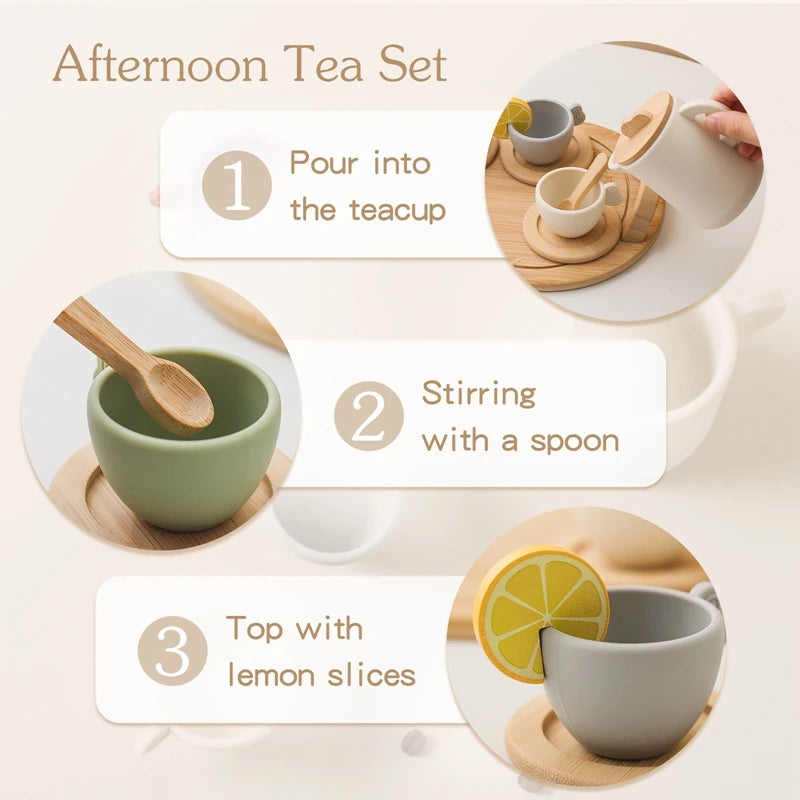 Wooden/Silicone Tea Time Montessori Toy - LittleOzKid