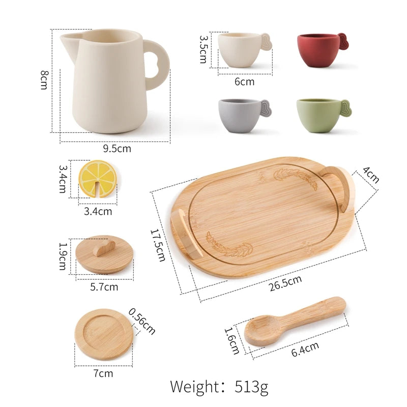 Kids Wooden Montessori Toys Afternoon Tea Set - LittleOzKid