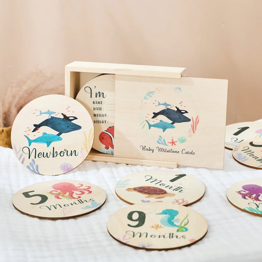Newborn Wooden Milestone Cards Set Number