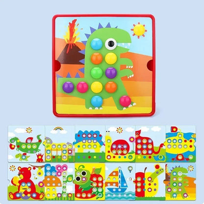 3D Mushroom Nail Puzzle – Montessori Animal Jigsaw Puzzle Toy, Early Educational Beads Puzzle Toy for Kids