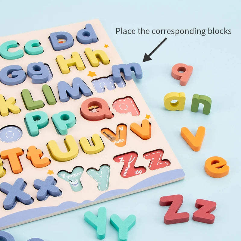 Wooden Educational Abc Alphabet Upper Case and Lower Case  Puzzle