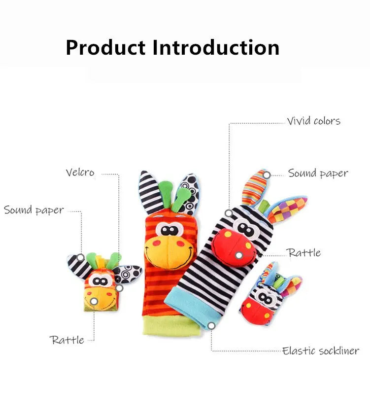 0-12 Months Baby Wrist Rattles and Foot Finder Socks Set
