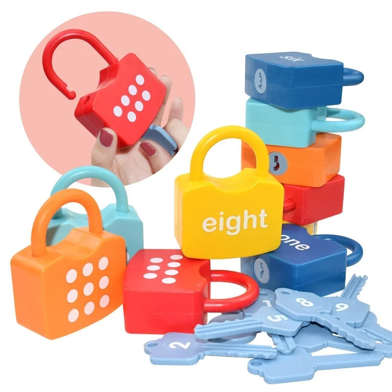 Kids Alphabet & Number Lock Key Matching Set – Montessori Educational STEM Toy for Word Cognition & Homeschool Learning
