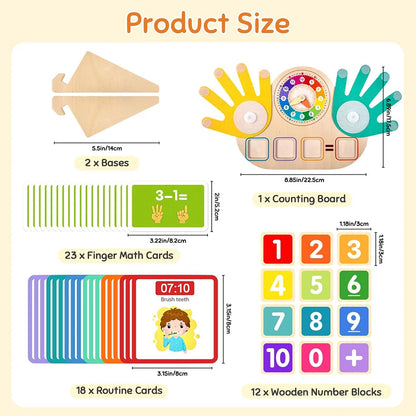 Montessori Wooden Math Learning Board Numbers Clock Counting Toy