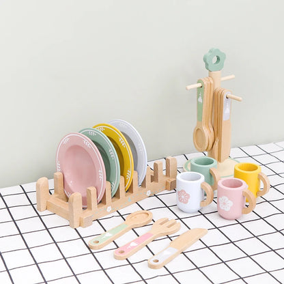 Montessori Wooden Kitchen Toy Set for Kids Pretend Play