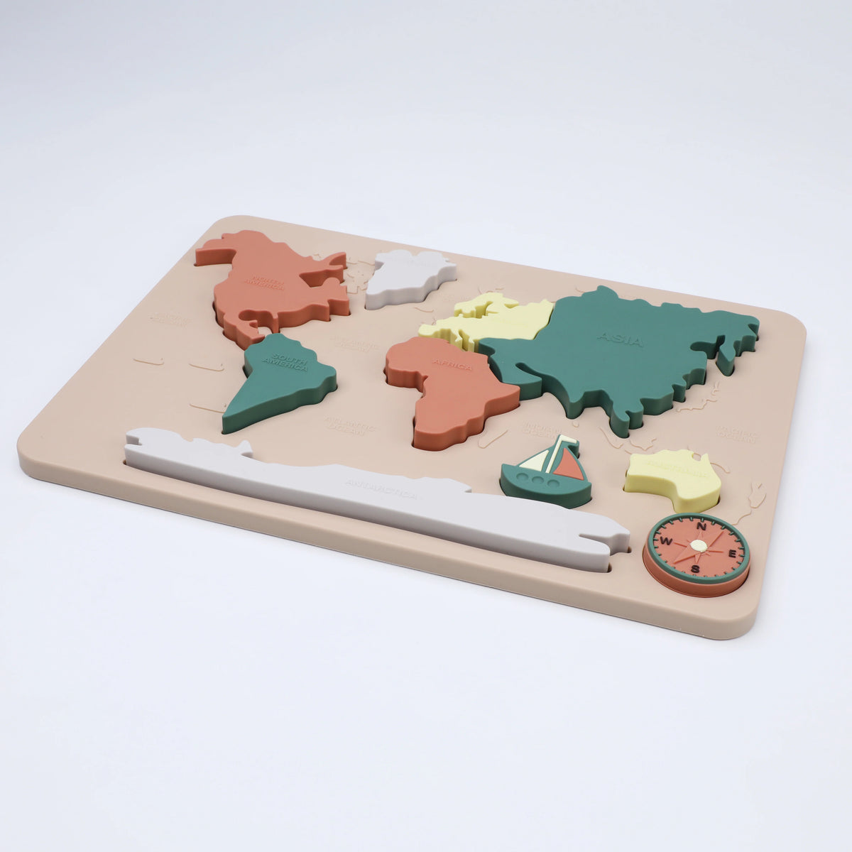 Montessori Silicone World Map Puzzle for Toddlers & Kids
