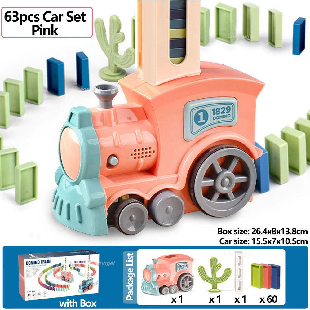 Automatic Domino Train Set - STEM Montessori Building Toy for Kids