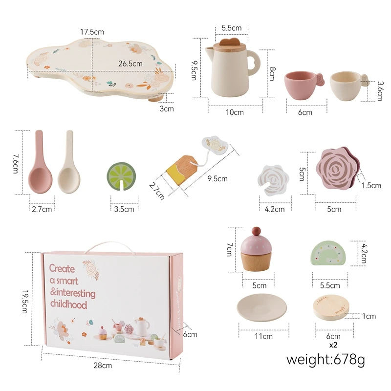 Kids Wooden Montessori Toys Afternoon Tea Set - LittleOzKid