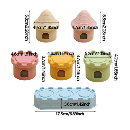 Silicone Castle Stacking Blocks, Montessori Teether Toy