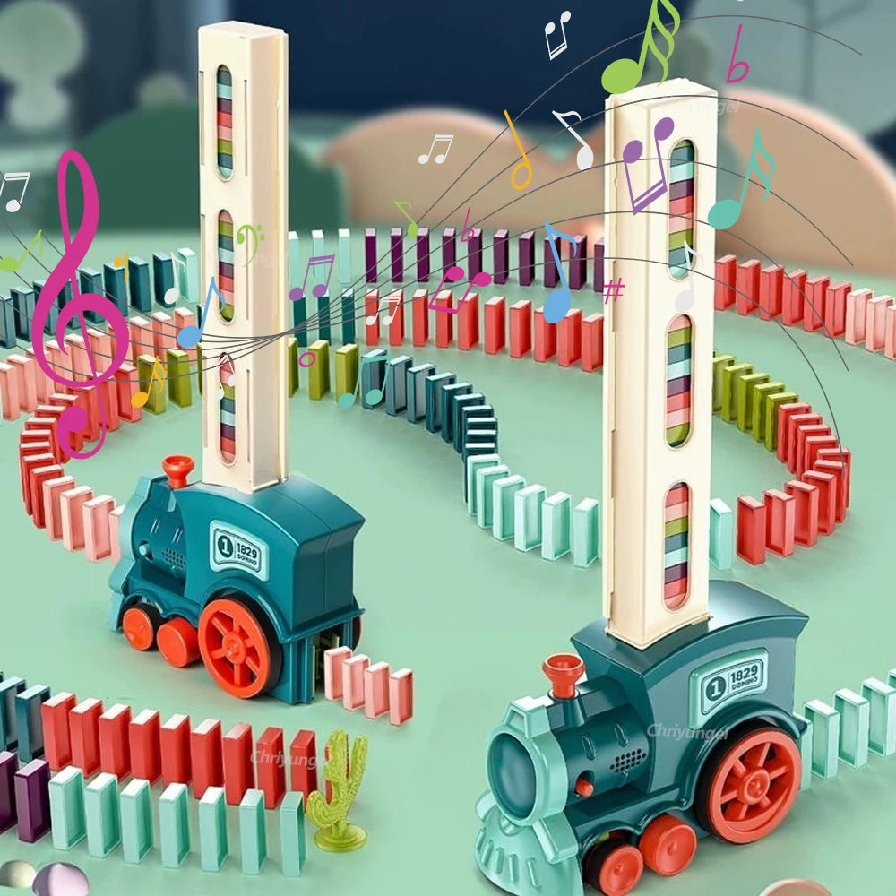 Automatic Domino Train Set - STEM Montessori Building Toy for Kids