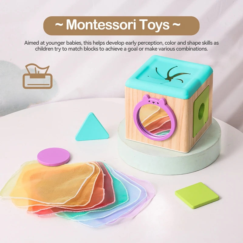 Wooden Magic Tissue Box Educational Learning Sensory Toys for Kids