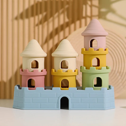Silicone Castle Stacking Blocks, Montessori Teether Toy