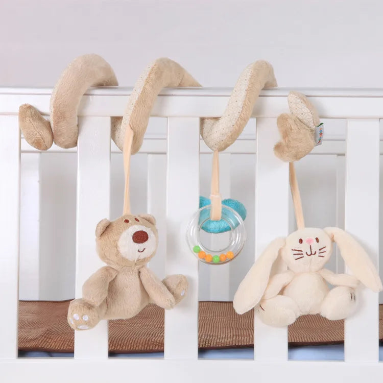 Baby Stretch Activity Spiral Plush Mobile - Sensory Hanging Toy for Car Seat, Crib, Pram, and Stroller